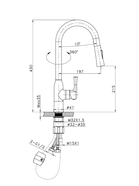 Смеситель для кухни 1812539-U MB