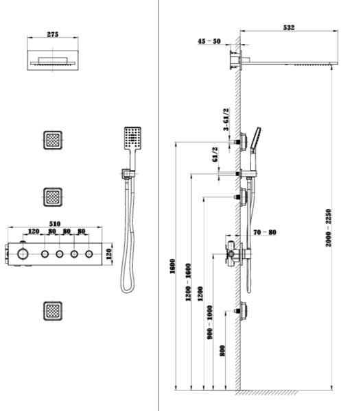 Душевая система с термостатом 1452250 MB