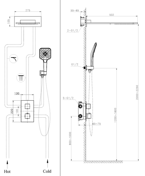Душевая система с термостатом 1460766A GM