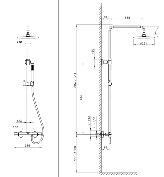 Душевая система с термостатом 1444831 Gl PVD